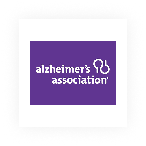 Alzheimer's Association logo on purple background.